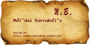 Mádai Barnabás névjegykártya